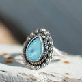 Vacation Style Waterdrop Lace Ring For Women, Twisted Vintage Open Band, Cross Border Jewelry view 2