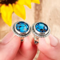 Twisted Rope Stud Earrings For Women, Vintage Elegant Faux Turquoise Epoxy Drop Ear Jewelry view 3