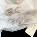 Minimalist Alloy Oval Geometric Ring Jewelry Set For Women, Light Luxury Commuter Style view 4