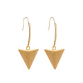 18K Brushed Metal Geometric Triangle Pendant Hook Earrings Minimalist Modern Fashion Jewelry view 5