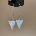 18K Brushed Metal Geometric Triangle Pendant Hook Earrings Minimalist Modern Fashion Jewelry view 4
