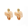 Vintage Maillard Brown Fabric Petal Gold Alloy Stud Acrylic Tortoise Geometric Hoop Drop Earrings view 5