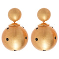 18K Gold Plated Brushed Metal Polka Dot Round Double Sided Stud Earrings view 5