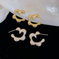 Modern Minimalist Metal Flower Wave Drop Earrings With Silver Pins For Women view 2