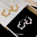 Modern Minimalist Metal Flower Wave Drop Earrings With Silver Pins For Women view 4