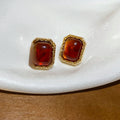 Vintage Maillard Acrylic Geometric Stud Earrings With Silver Posts, Court Style Light Luxury Jewelry view 2