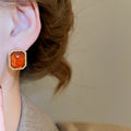 Vintage Maillard Acrylic Geometric Stud Earrings With Silver Posts, Court Style Light Luxury Jewelry view 3
