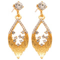 Alloy Rhinestone Leaf Hollow Pendant Drop Earrings French Court Style Silver Needle Ear Jewelry view 5