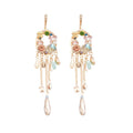 French Vintage Sparkling Crystal Tassel Drop Earrings With Rhinestone Teardrop Pendant view 5