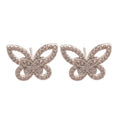 Copper Stud Earrings With Sparkling Zircon Butterfly Openwork Design, Light Luxury Elegant Style view 5