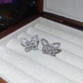 Copper Stud Earrings With Sparkling Zircon Butterfly Openwork Design, Light Luxury Elegant Style view 4