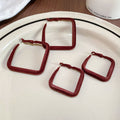 Korean Minimalist Fabric Flocked Square Diamond Pendant Hoop Earrings For Women view 4