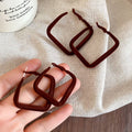 Korean Minimalist Fabric Flocked Square Diamond Pendant Hoop Earrings For Women view 2