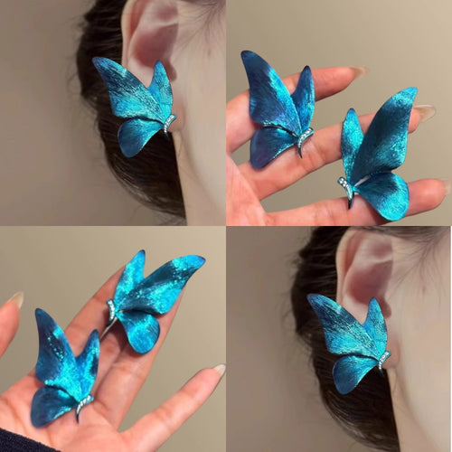Colorful Painted Alloy Butterfly Drop Earrings With Rhinestone Accents For Women