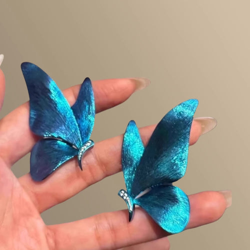 Colorful Painted Alloy Butterfly Drop Earrings With Rhinestone Accents For Women