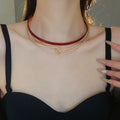 Resin Marbled Geometric Round Twisted Double Layer Alloy Choker Necklace For Women view 4