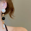 18K Gold Plated Faux Pearl Round Waterdrop Tassel Court Style Drop Earrings With Silver Pins view 3