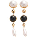 18K Gold Plated Faux Pearl Round Waterdrop Tassel Court Style Drop Earrings With Silver Pins view 5