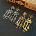 Vintage Ethnic Rhinestone Flower Teardrop Tassel Pendant Alloy Luxury Bohemian Women's Earrings view 2