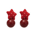Fabric Five Point Star Faux Pearl Drop Earrings Fashion OL Vintage Hong Kong Style Earrings view 5