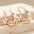 Korean Style Double Hoop Ear Cuffs, Niche Design Tricolor Oil Painting Fashion Jewelry Earrings view 2