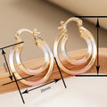 Korean Style Double Hoop Ear Cuffs, Niche Design Tricolor Oil Painting Fashion Jewelry Earrings view 3
