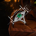 Marquise Imitation Emerald Women's Ring Micro Paved 3D Textured Elegant Fashion Jewelry view 4