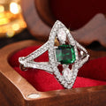 Marquise Imitation Emerald Women's Ring Micro Paved 3D Textured Elegant Fashion Jewelry view 2