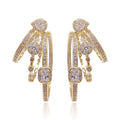 Copper Zircon Geometric Oval Hollow Three Layer French Court Style Stud Earrings view 5
