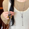 Stainless Steel Tiger Eye Beaded Heart Star Ethnic Sweater Necklace For Women view 1