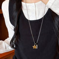 Stainless Steel Tiger Eye Beaded Heart Star Ethnic Sweater Necklace For Women view 2