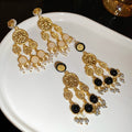 French Court Style Acrylic Round Pearl Tassel Drop Earrings With Silver Pins view 2