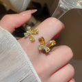Sparkling Zircon Double Butterfly Open Copper Ring Light Luxury Animal Statement Jewelry view 3