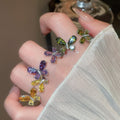 Sparkling Zircon Double Butterfly Open Copper Ring Light Luxury Animal Statement Jewelry view 2