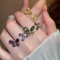 Sparkling Zircon Double Butterfly Open Copper Ring Light Luxury Animal Statement Jewelry view 4