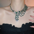 Copper Zircon Bow Asymmetrical Tassel Necklace French Court Style Elegant Collarbone Chain For Women view 1