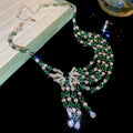 Copper Zircon Bow Asymmetrical Tassel Necklace French Court Style Elegant Collarbone Chain For Women view 4