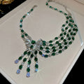 Copper Zircon Bow Asymmetrical Tassel Necklace French Court Style Elegant Collarbone Chain For Women view 2