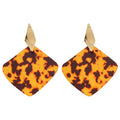 European American Style Acetate Rhombus Pattern Pendant Drop Earrings With Silver Posts view 5