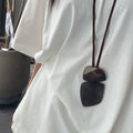 Maillard Style Acrylic Horn Look Irregular Square Pendant Sweater Necklace For Women Bohemian Jewelry view 3
