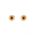 Vintage Gold Alloy Swirl Sunflower Stud Earrings With Red Crystal Center, Elegant Luxury Women's Earrings view 5
