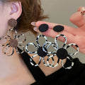 Fabric Leopard Print Floral Hollow Pendant Drop Earrings Maillard Style Women's Autumn Jewelry view 1