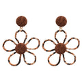 Fabric Leopard Print Floral Hollow Pendant Drop Earrings Maillard Style Women's Autumn Jewelry view 5