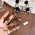 Fabric Leopard Print Floral Hollow Pendant Drop Earrings Maillard Style Women's Autumn Jewelry view 2