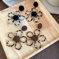 Fabric Leopard Print Floral Hollow Pendant Drop Earrings Maillard Style Women's Autumn Jewelry view 4