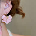 Sweet Style Alloy Ginkgo Leaf Flower Double Layer Drop Earrings With Silver Pins view 3