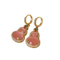 14K Gold Plated Zircon Resin Oval Gourd Pendant Drop Earrings Light Luxury Geometric Style view 5