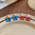 Copper Enamel Polka Dot Star Pendant Stud Earrings, Cute Designer Style For Women view 2