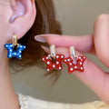 Copper Enamel Polka Dot Star Pendant Stud Earrings, Cute Designer Style For Women view 1