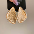 European American Minimalist Crumpled Metal Triangle Thick Edge Drop Earrings view 4